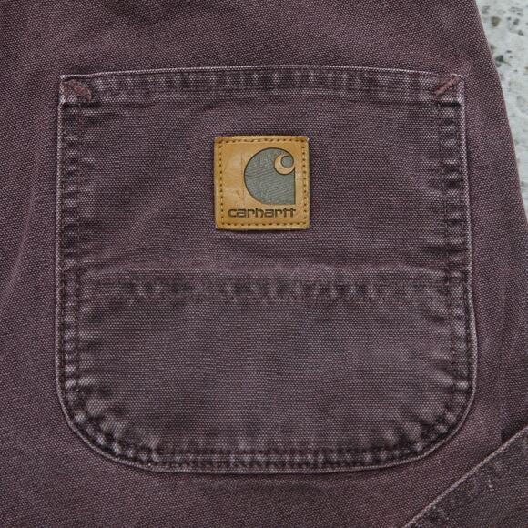 RARE Vintage Carhartt B24 BRG Burgundy Faded Purple Carpenter Shorts 32x7 - Picture 5 of 13